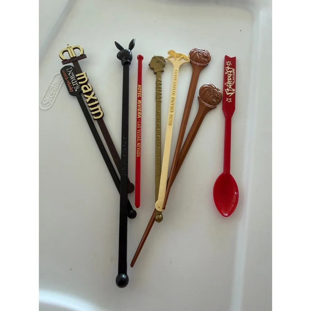 Las Vegas Casino Swizzle Sticks Playboy Maxim Caesars MGM Stardust Lot 8 VTG